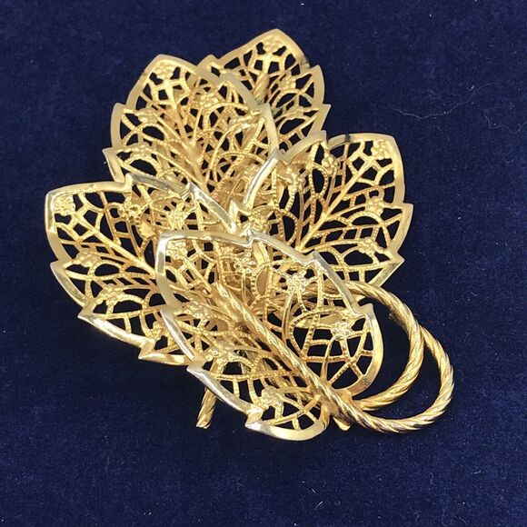 Judy Lee Large Filigree Leaf Pin‎ Brooch - Picture 1 of 8